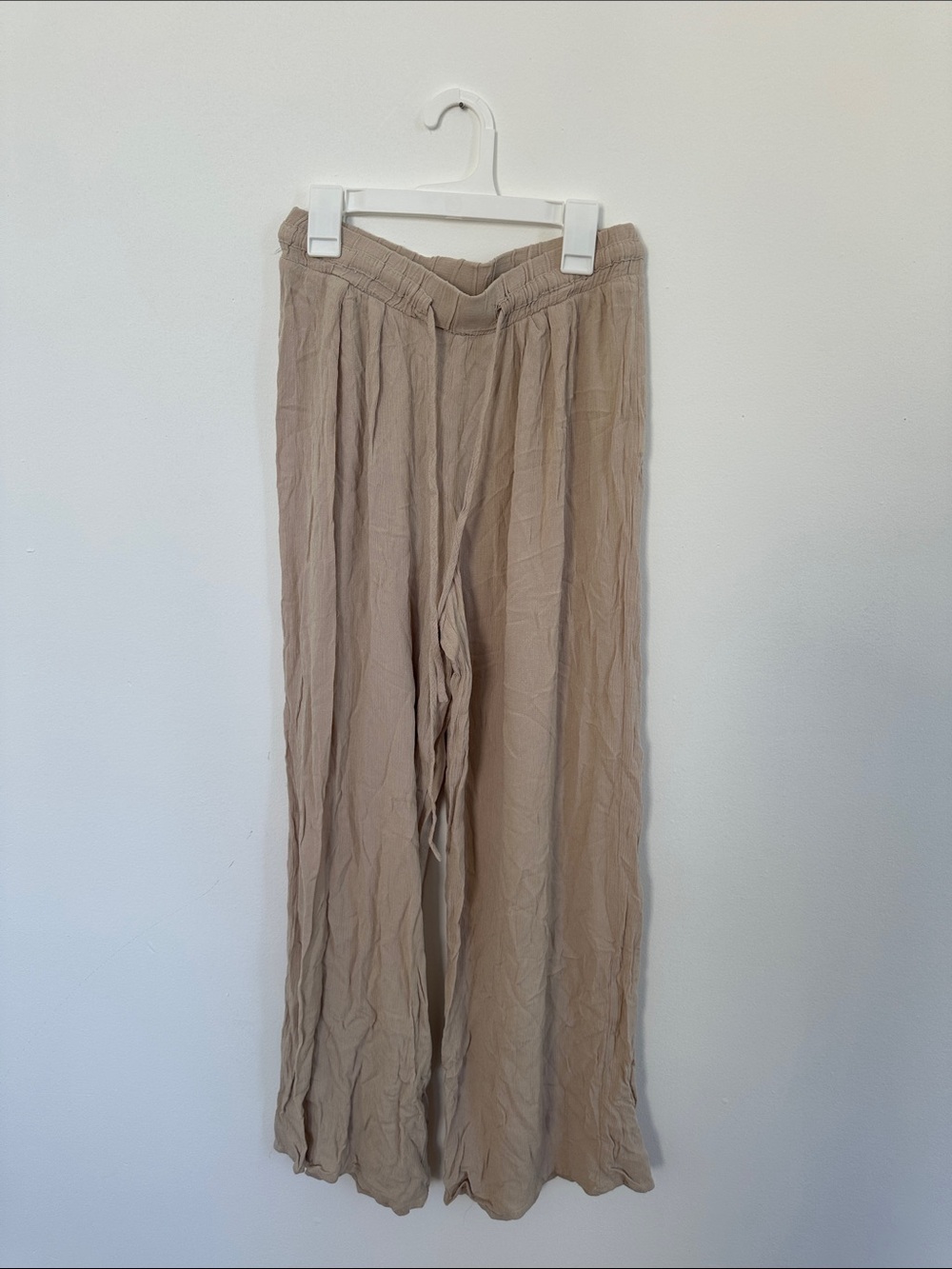 Wide Leg Linen-Blend  Pants — Taupe